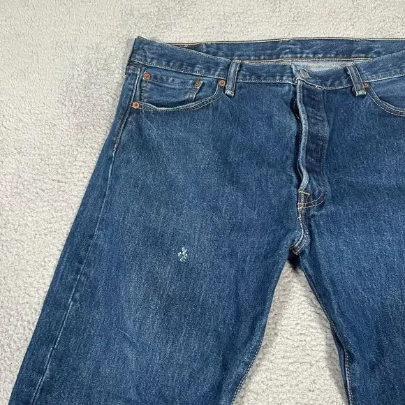 Levis Jeans Mens Size 38x31 501 Original Fit Denim Button‎ Fly Dark Wash Casual - Picture 4 of 11